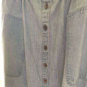 Light Blue Denim A-Line Button-Down Vintage Skirt